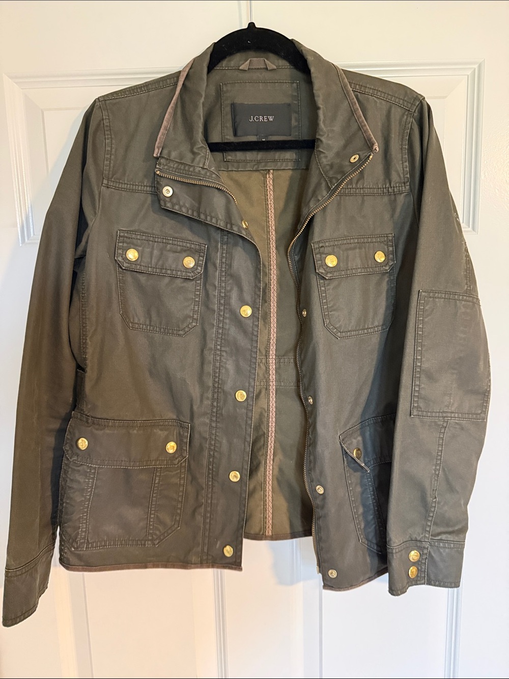 J. Crew Olive Green Utility Jacket with Gold Buttons